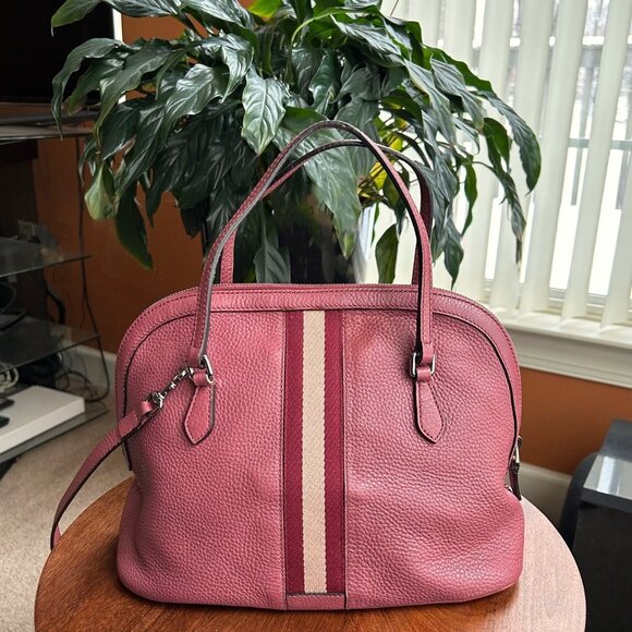 GUCCI Medium Leather Web Dome Satchel Bag 👜 - Picture 2 of 11